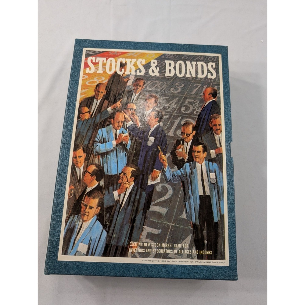 Vintage 1964 Stocks and Bonds Board Game 3M Bookshelf Edition Complete Game Rare